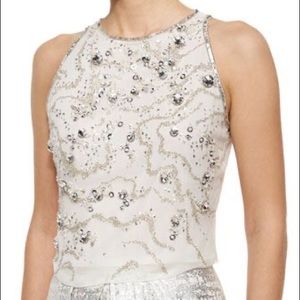 Phoebe Sleeveless Beaded Crop Top